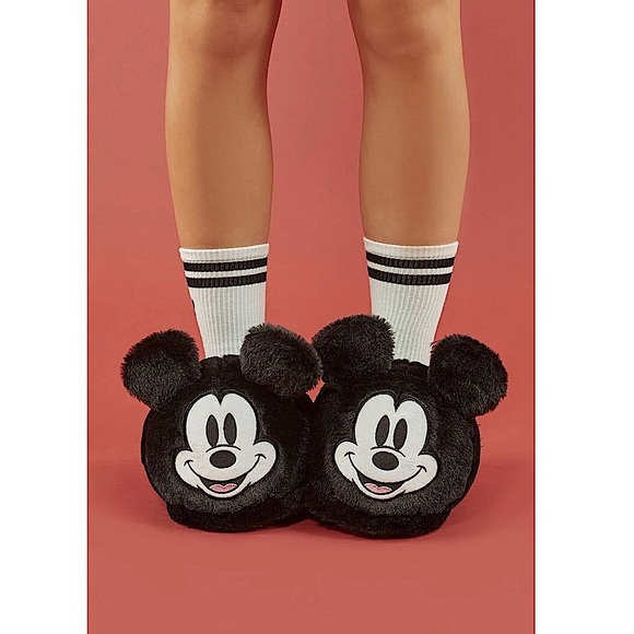 WOMENS DISNEY MICKEY MOUSE PLUSH HOUSE SLIPPERS - Picture 1 of 7